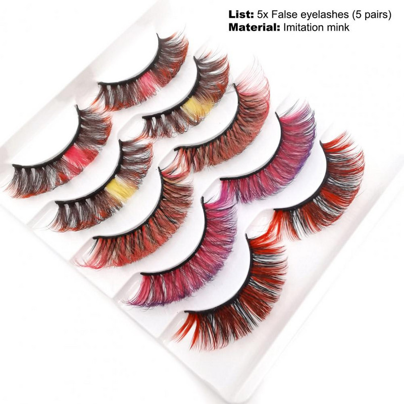 5 pari/kutija Umjetne trepavice Meke, udobne za nošenje, Imitacija nerca, Gusta pretjerana ljepota, Umjetne trepavice za pozornicu