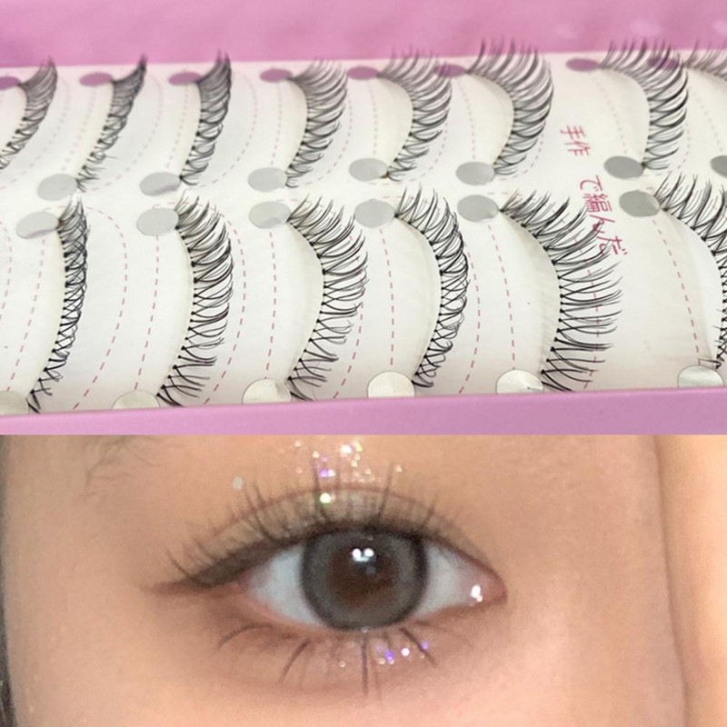 10 perechi de gene false la modă, ascuțite în cruce, gene false groase, decorare rafinată a ochilor