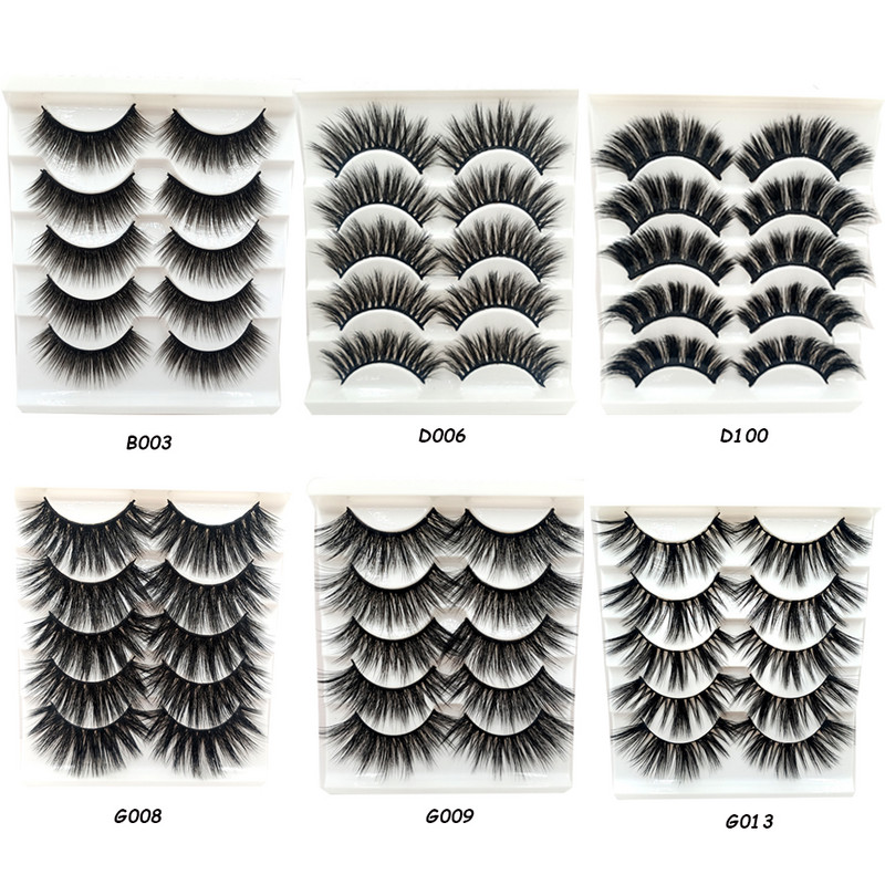 5 pari 3D prirodnih trepavica Umjetne trepavice Meke, guste, duge, pramenove, paperjaste trepavice Pribor za nadogradnju trepavica Alati za šminkanje