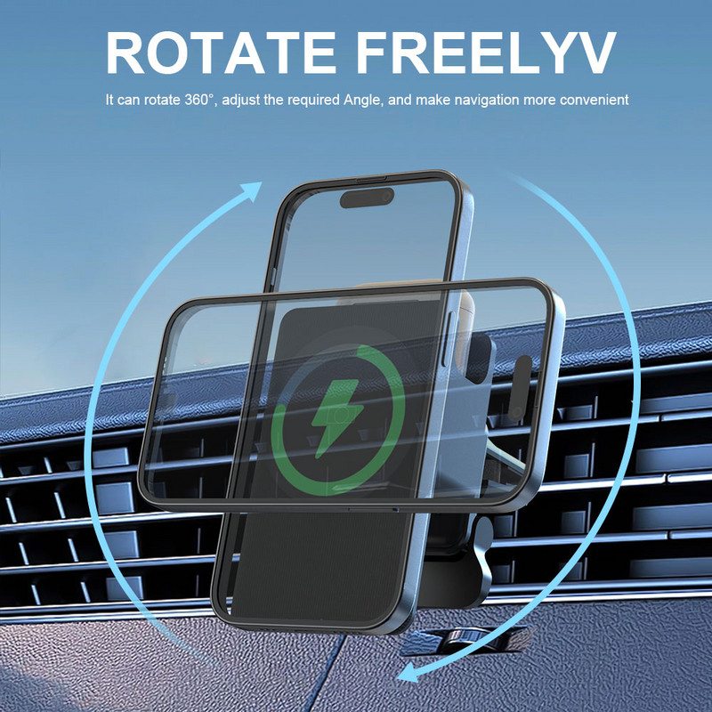 Încărcătoare magnetice fără fir de 100W Suport pentru telefon cu ventilație de mașină pentru iPhone 12 13 14 Pro Max încărcător Airpods Stație de încărcare rapidă