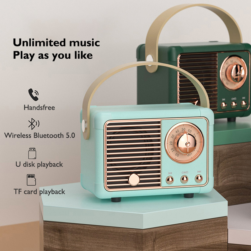 Ρετρό ηχείο Bluetooth Ασύρματο υπογούφερ φόρτισης USB Vintage ραδιόφωνο FM Κλασική διακόσμηση Ηχεία Mini Travel Music Player