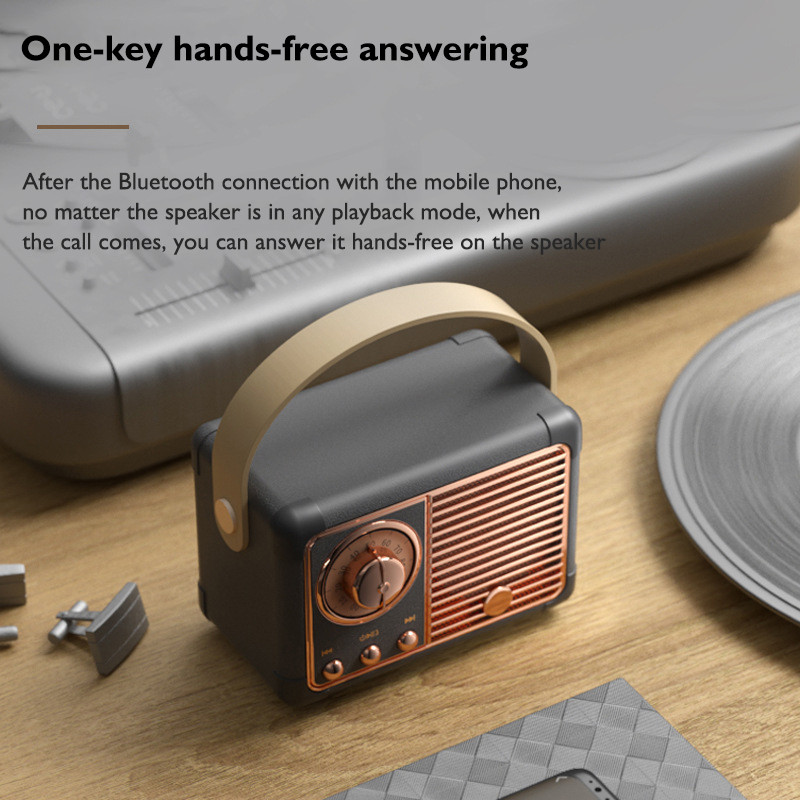 Ρετρό ηχείο Bluetooth Ασύρματο υπογούφερ φόρτισης USB Vintage ραδιόφωνο FM Κλασική διακόσμηση Ηχεία Mini Travel Music Player