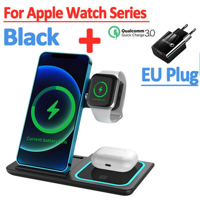 Suport de încărcare fără fir 3 în 1 100W pentru Apple Watch 8 7 6 Airpods Pro Stație de andocare de încărcare rapidă pentru iPhone 14 13 12 11 XS XR X 8