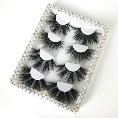 5D 25MM gene de nurcă naturală, colorate, luxoase, pufoase, 4 perechi/set, gene false dramatice, fără cruzime, comerț cu ridicata