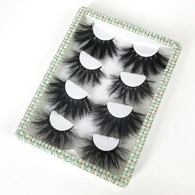 5D 25MM gene de nurcă naturală, colorate, luxoase, pufoase, 4 perechi/set, gene false dramatice, fără cruzime, comerț cu ridicata