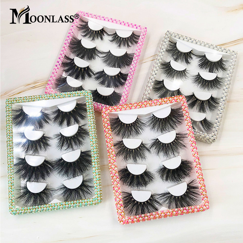 5D 25MM gene de nurcă naturală, colorate, luxoase, pufoase, 4 perechi/set, gene false dramatice, fără cruzime, comerț cu ridicata