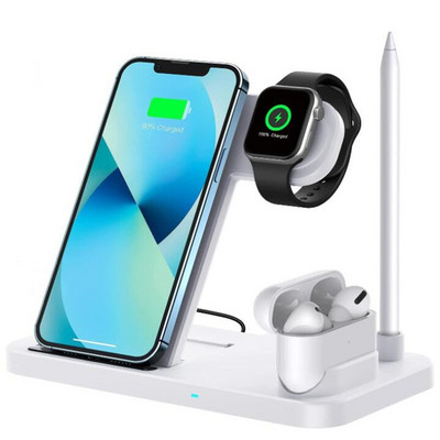 Suport de încărcare fără fir 4 în 1 30W pentru iPhone 13 11 12 X 8 Apple Watch Pencil Stație de încărcare rapidă pentru Airpods 3 Pro iWatch