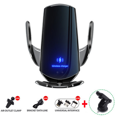 Încărcător fără fir pentru mașină cu inducție în infraroșu de 30W pentru iPhone 11 12 13 Pro Max Samsung Xiaomi Încărcare rapidă pentru mașină Suport telefon Suport