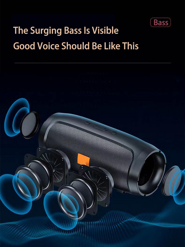 Difuzor Bluetooth portabil fără fir, efect de sunet metalic, suport pentru disc U, redare card TF, potrivit pentru exterior, acasă, mașină