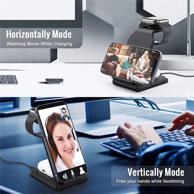 100W 3 u 1 stalak za bežični punjač za Apple Watch 8 7 AirPods iPhone 14 13 12 11 XS XR Indukcijska stanica za brzo punjenje