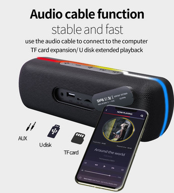 ZEALOT S55 Мощни Bluetooth високоговорители с LED светлина Преносим безжичен колонен субуфер за компютър Автомобил Caixa De Som FM радио