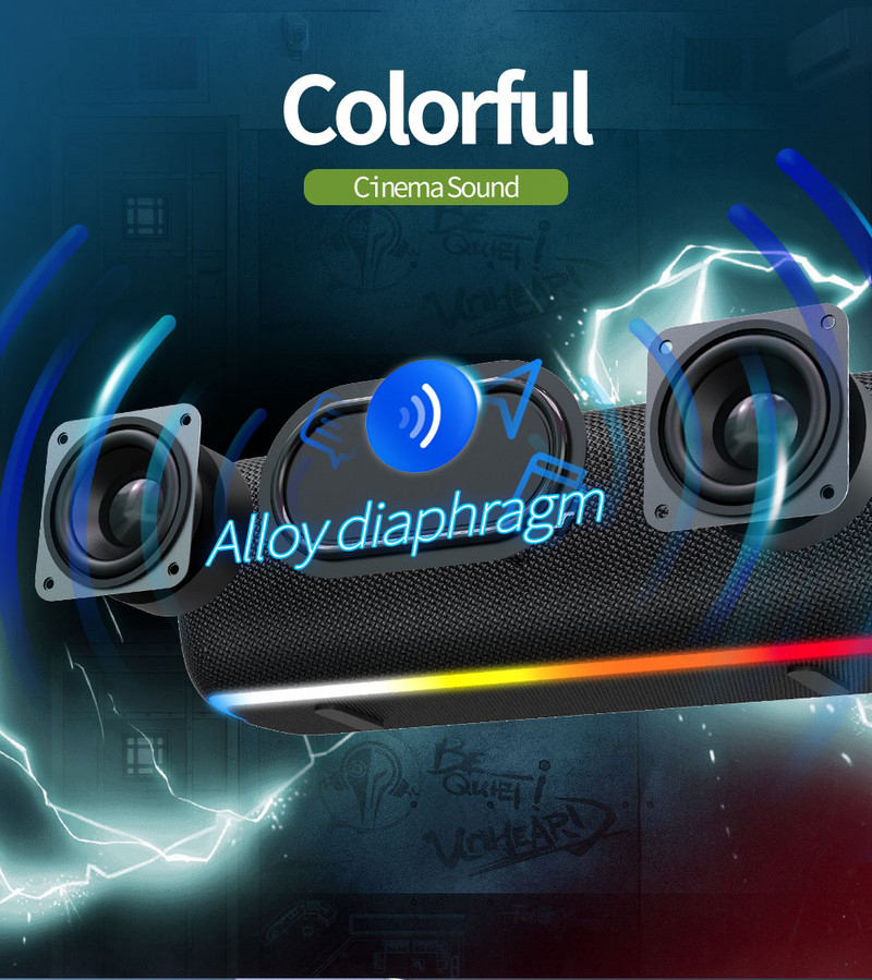 ZEALOT S55 Difuzoare Bluetooth puternice, cu lumină LED, subwoofer portabil în coloană fără fir pentru computer, mașină, radio FM Caixa De Som