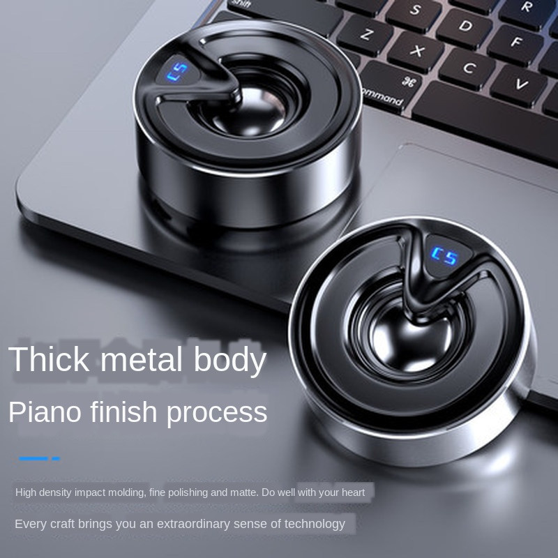 Difuzor Bluetooth fără fir cu subwoofer Mini difuzor rotund de înaltă fidelitate Portabil conectat TWS 1+1 Audio, mâini libere