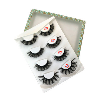 3D ručno rađene DD uvijene ruske trakaste trepavice 4 para prirodnih 5D lažnih trepavica Alati za šminkanje Veleprodaja pribora za nadogradnju pahuljastih trepavica