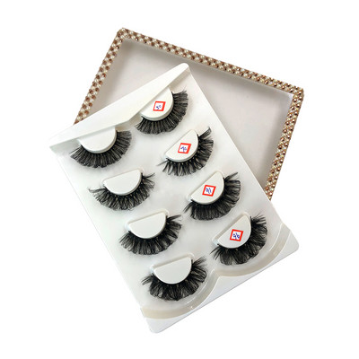 3D ručno rađene DD uvijene ruske trakaste trepavice 4 para prirodnih 5D lažnih trepavica Alati za šminkanje Veleprodaja pribora za nadogradnju pahuljastih trepavica