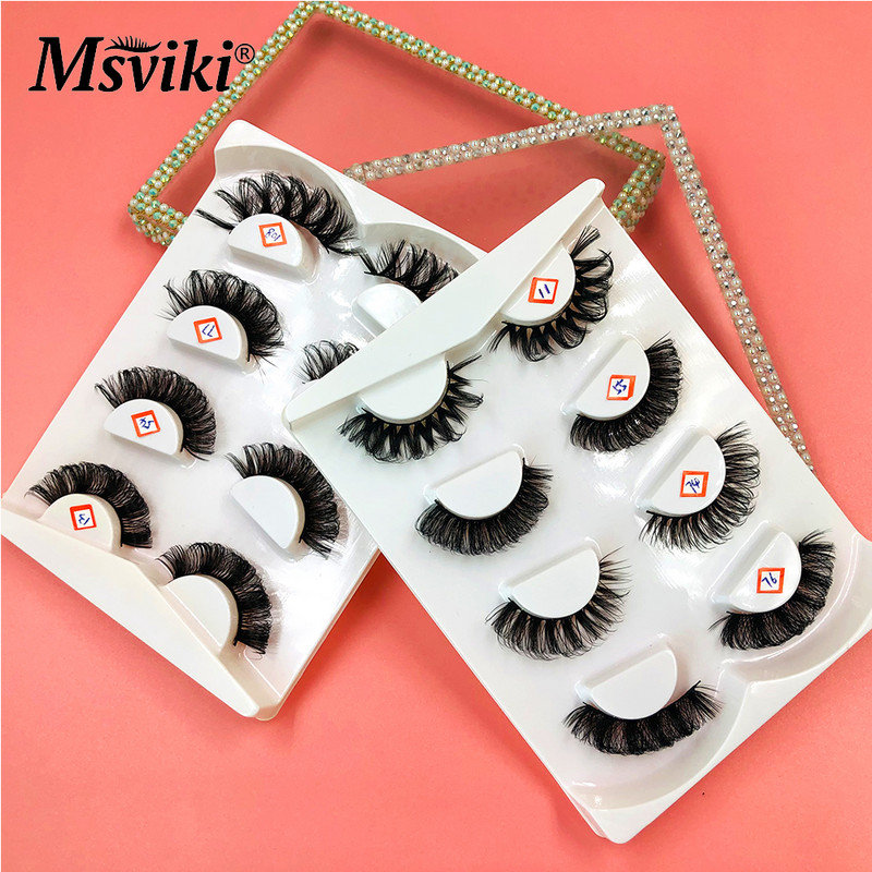 3D ručno rađene DD uvijene ruske trakaste trepavice 4 para prirodnih 5D lažnih trepavica Alati za šminkanje Veleprodaja pribora za nadogradnju pahuljastih trepavica
