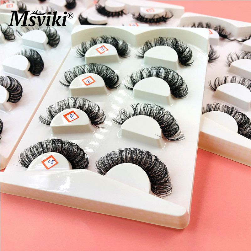 3D ručno rađene DD uvijene ruske trakaste trepavice 4 para prirodnih 5D lažnih trepavica Alati za šminkanje Veleprodaja pribora za nadogradnju pahuljastih trepavica