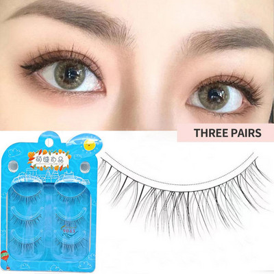 5 perechi de gene false din fibră chimică, gene false ascuțite, tijă transparentă, gene de machiaj în cruce naturală