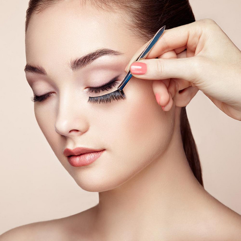 5 perechi de gene false din fibră chimică, gene false ascuțite, tijă transparentă, gene de machiaj în cruce naturală