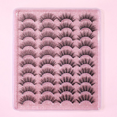 FJER 20 perechi de gene false 3D gene false de nurcă aspect natural gene false zbârcite gene pufoase lungi și groase 4 stiluri mixte