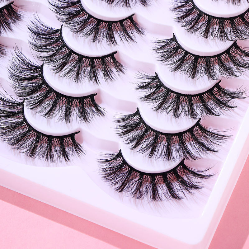 FJER 20 perechi de gene false 3D gene false de nurcă aspect natural gene false zbârcite gene pufoase lungi și groase 4 stiluri mixte