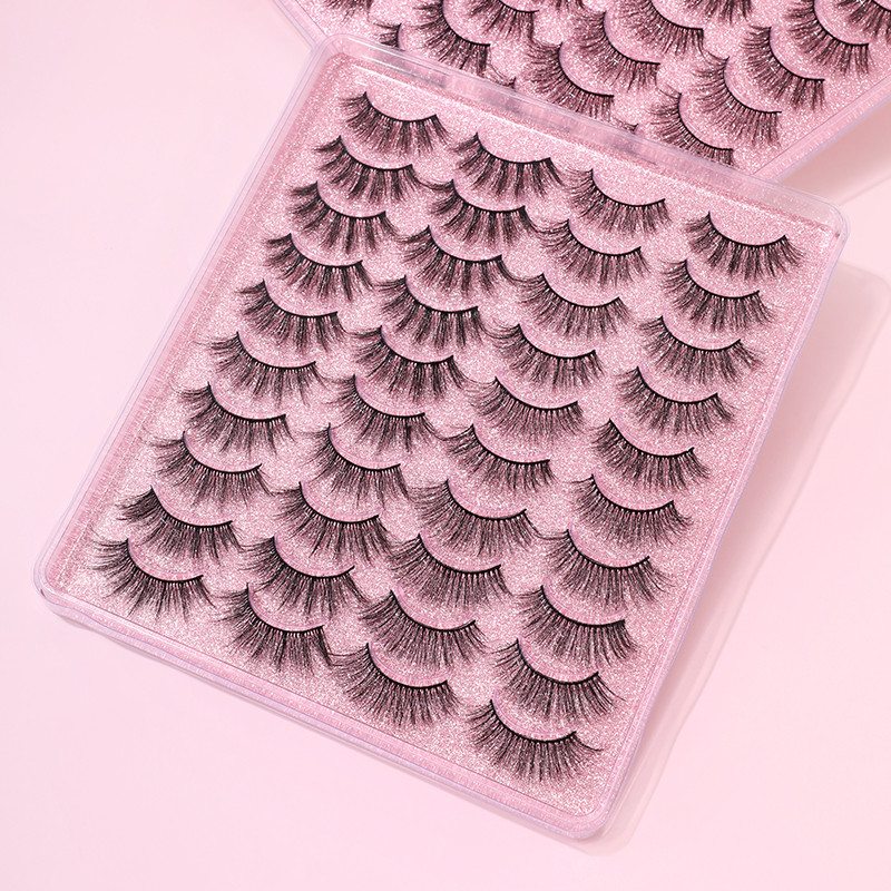 FJER 20 perechi de gene false 3D gene false de nurcă aspect natural gene false zbârcite gene pufoase lungi și groase 4 stiluri mixte