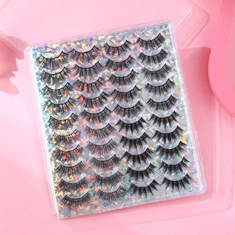 FJER 20 perechi de gene false 3D gene false de nurcă aspect natural gene false zbârcite gene pufoase lungi și groase 4 stiluri mixte