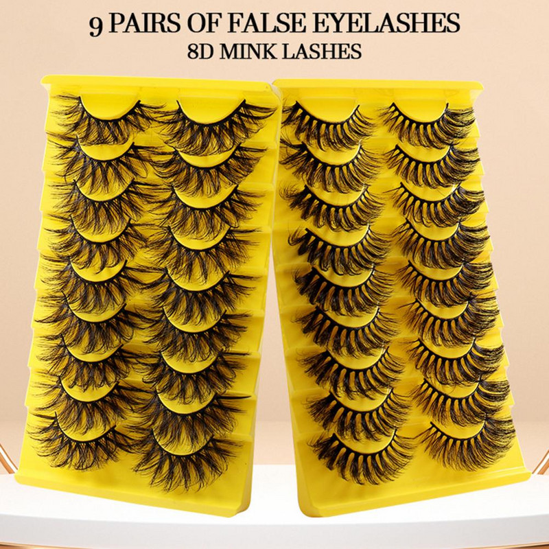 9 pari/komplet Umjetne trepavice Prirodni 3D efekt Meke guste uvijene maske Umjetna vlakna Ljepota Umjetne trepavice za zabavu