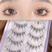 5 perechi de gene false cu aer natural, transparente, set de gene subțiri cu bandă, simulare japoneză, instrument de înfrumusețare pentru extensie de gene subțiri