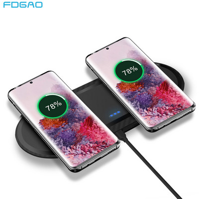 2 vienā bezvadu uzlādes paliktnis 15 W divu ātro lādētāju stacija iPhone 14 13 12 11 XS XR X 8 Samsung S22 S21 S20 Airpods 3 Pro