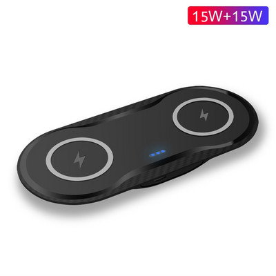 Pad de încărcare fără fir 2 în 1 15W Stație de încărcare rapidă duală pentru iPhone 14 13 12 11 XS XR X 8 Samsung S22 S21 S20 Airpods 3 Pro