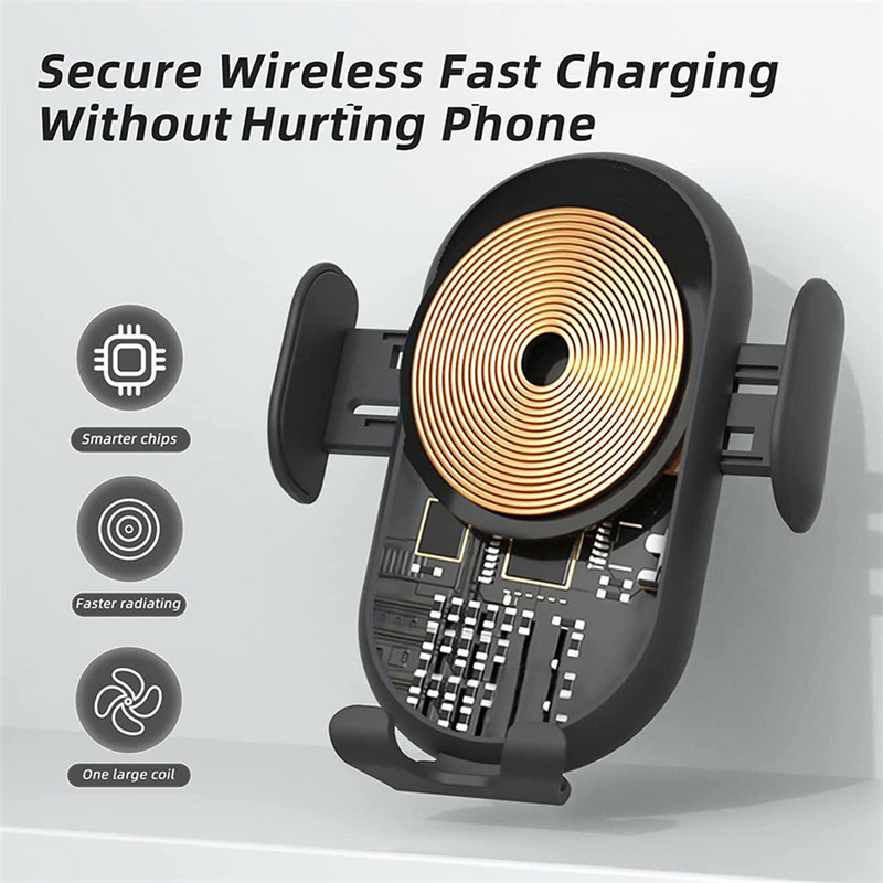 Ασύρματοι φορτιστές αυτοκινήτου γρήγορης φόρτισης 10W Θήκη τηλεφώνου Αισθητήρας εξαερισμού αέρα υπερύθρων Αυτόματος σφιγκτήρας Φορτιστής τηλεφώνου για κινητά τηλέφωνα