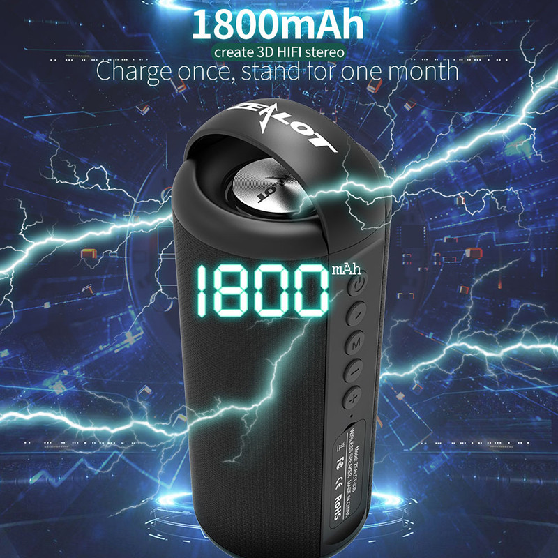 ZEALOT S36 Difuzor portabil fără fir Bluetooth 5.0 TWS HiFi Bass Stereo Suport Micro SD Card Microfon AUX Mâini libere