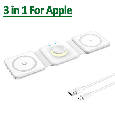 Skladací 3 v 1 ľahký magnetický bezdrôtový nabíjací stojan pre iPhone 12 13 14 Pro Max Airpods Apple Watch 8 7 Rýchlonabíjacia stanica
