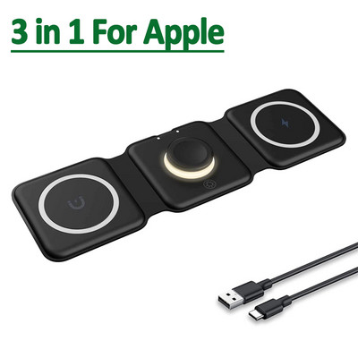 Skladací 3 v 1 ľahký magnetický bezdrôtový nabíjací stojan pre iPhone 12 13 14 Pro Max Airpods Apple Watch 8 7 Rýchlonabíjacia stanica