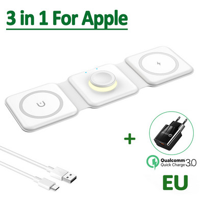 Skladací 3 v 1 ľahký magnetický bezdrôtový nabíjací stojan pre iPhone 12 13 14 Pro Max Airpods Apple Watch 8 7 Rýchlonabíjacia stanica