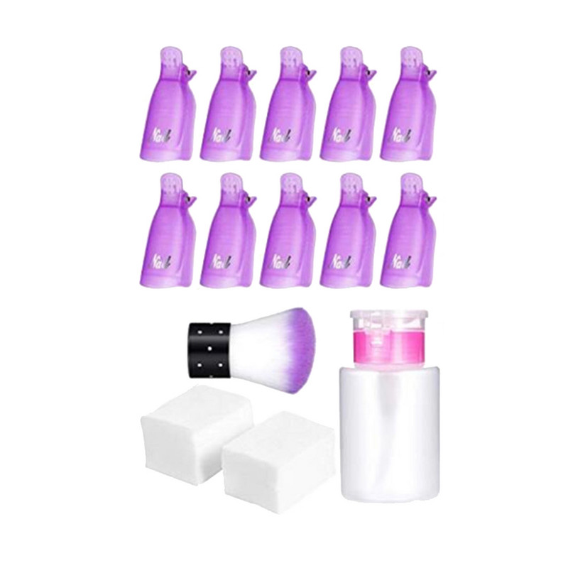 Novi prijenosni set alata za skidanje laka za nokte Gurač zanoktica Brisači Pamučni jastučići Bočica s pumpicom Štipaljka za nokte Traka za poliranje za manikuru