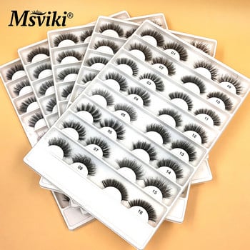 16 Pairs Natural 10-15mm Faux Mink Lashes Χειροποίητες κοντές 3D ψεύτικες βλεφαρίδες Box Πακέτο Μακιγιάζ Προμήθειες για ψεύτικες βλεφαρίδες