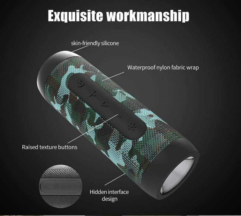 Zealot S22 Prijenosni zvučnici Bežični Bluetooth zvučnik FM Radio Vanjski subwoofer+Baterijska svjetiljka+Power Bank,Podržava TF karticu,AUX