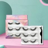 3 perechi de gene false, fără lipici și autoadezive, naturale și lungi, gene false realizate manual, set de machiaj pentru ochi cu pensetă