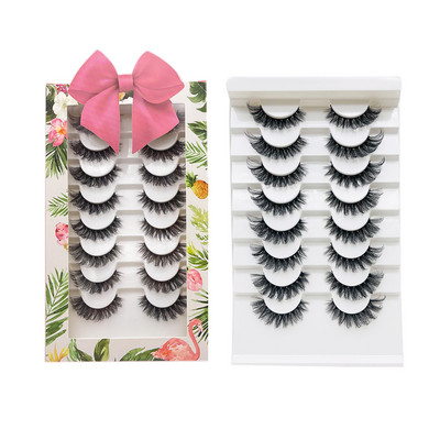 Komplet ruskih umjetnih trepavica u boji, veleprodajne kutije Fluffy D, prirodne duge, pune trake, 8 pari trepavica