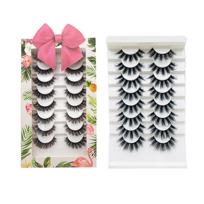 Komplet ruskih umjetnih trepavica u boji, veleprodajne kutije Fluffy D, prirodne duge, pune trake, 8 pari trepavica