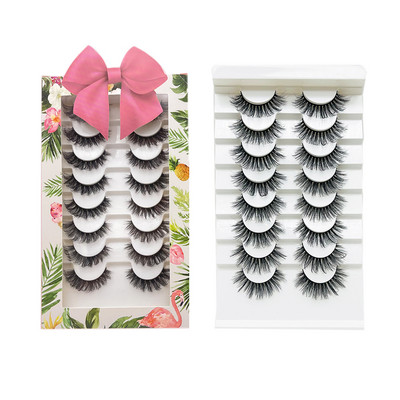 Komplet ruskih umjetnih trepavica u boji, veleprodajne kutije Fluffy D, prirodne duge, pune trake, 8 pari trepavica