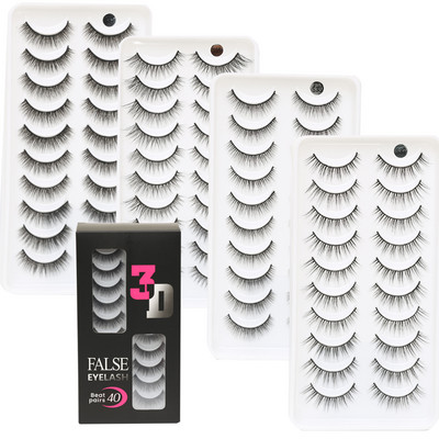 40 pari mješovitih trepavica 3D Mink Lashes Prirodne duge umjetne trepavice Dramatične umjetne trepavice Alati za šminkanje Cilios Postiço Maquillaje