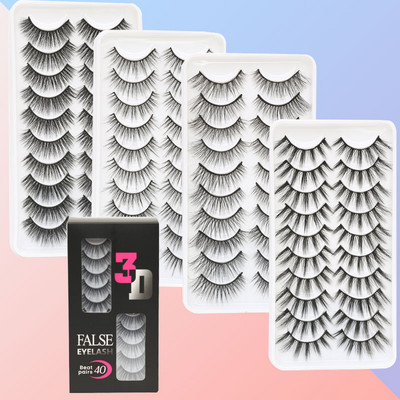 40 pari mješovitih trepavica 3D Mink Lashes Prirodne duge umjetne trepavice Dramatične umjetne trepavice Alati za šminkanje Cilios Postiço Maquillaje