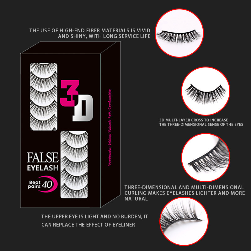 40 pari mješovitih trepavica 3D Mink Lashes Prirodne duge umjetne trepavice Dramatične umjetne trepavice Alati za šminkanje Cilios Postiço Maquillaje