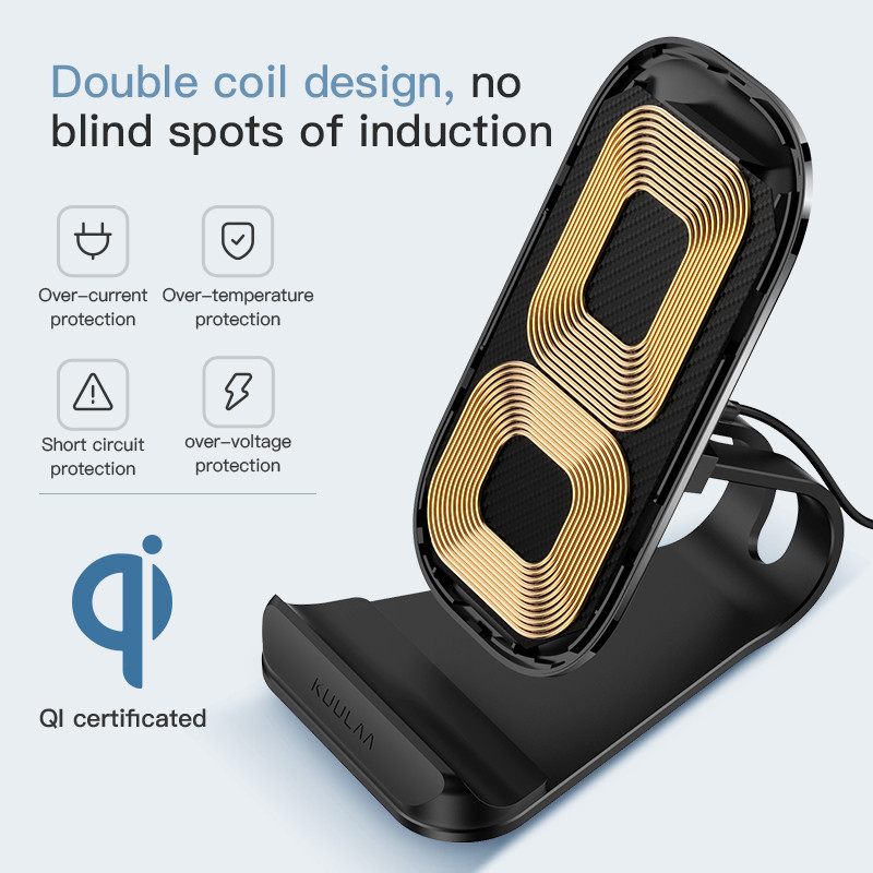 Încărcător fără fir KUULAA Qi 15W Încărcare rapidă pentru iPhone 12 11 pro max xiaomi mi 11 X Dock Station Suport telefon Încărcător