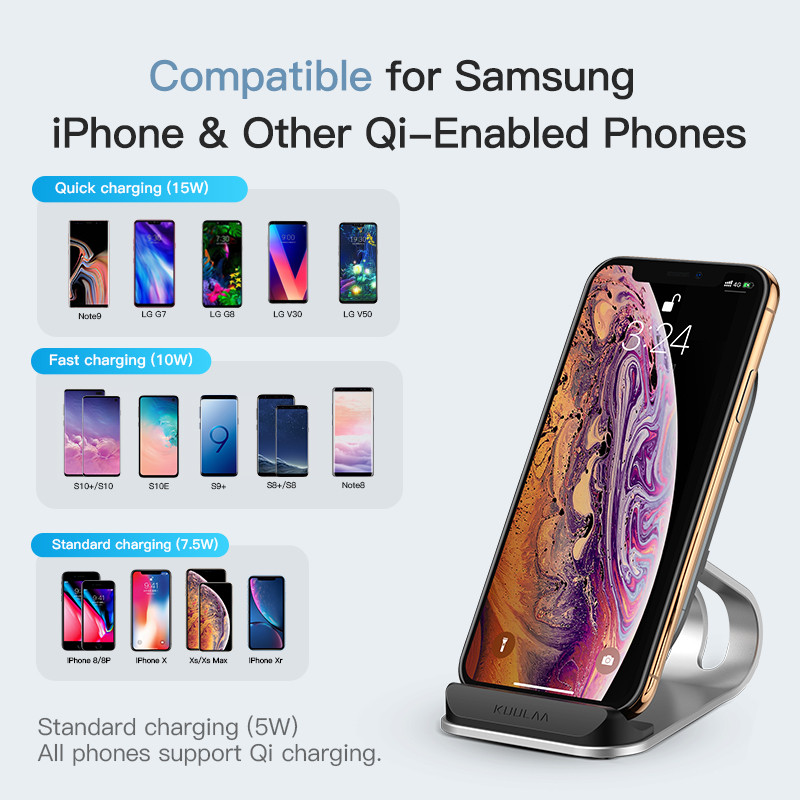 Încărcător fără fir KUULAA Qi 15W Încărcare rapidă pentru iPhone 12 11 pro max xiaomi mi 11 X Dock Station Suport telefon Încărcător