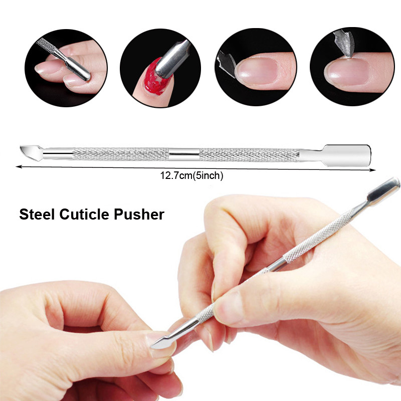 1 set manichiură lustruit costum de unghii pilă de unghii tampon de șlefuire bandă de șlefuit împingător de cuticule oțel împingere perie de curățare a pielii moarte