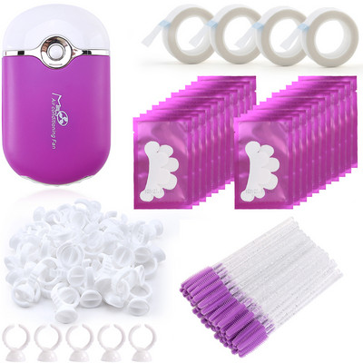 175PCS/Set Umjetne trepavice Set alata za ekstenziju USB ventilator za trepavice Jastučići za oči Ljepilni prsten Silikonske četkice za obrve Traka za presađivanje